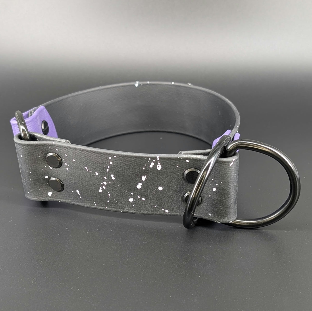 Ready to Ship - Black and Dark Purple Biothane F.A.FO. Limited Slip Collar, 1.5 inch wide 16 inch circumference