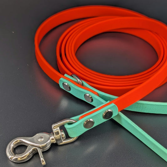 Ready to Ship - 8 Foot Long Orange and Mint Green Biothane Long Line