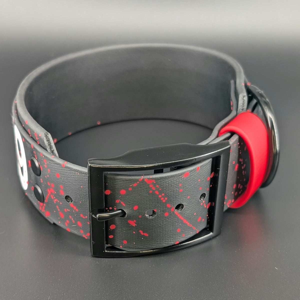 Ready to Ship - Black Layered Biothane WORKING K9 Collar, 2 inch wide 15 - 18 inch neck