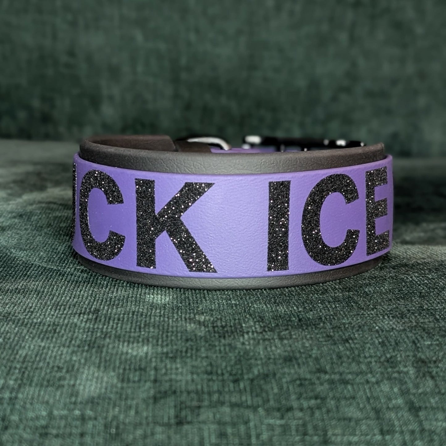 2 inch wide black and purple biothane fuck ice dog collar