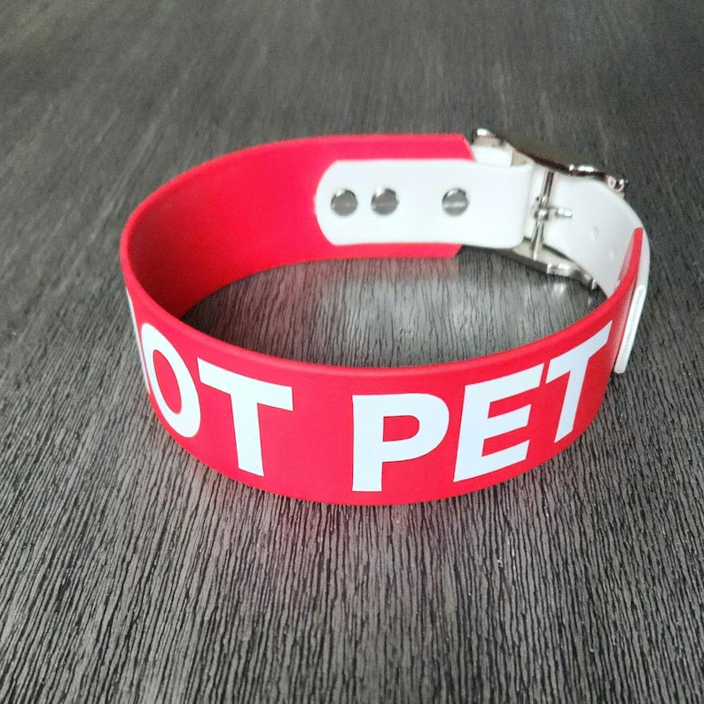 do not pet red white tapered biothane dog collar