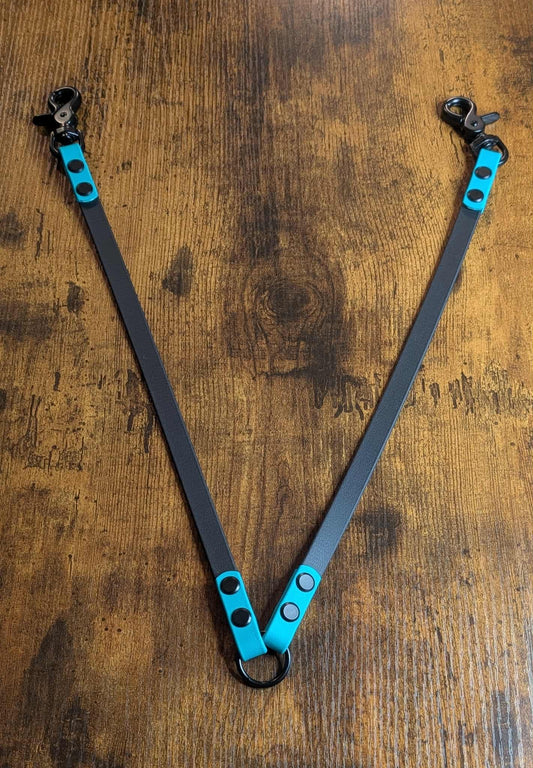 double dog black and teal biothane dog leash coupler