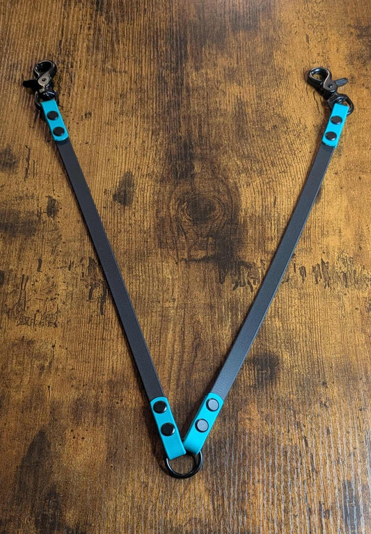 double dog black and teal biothane dog leash coupler