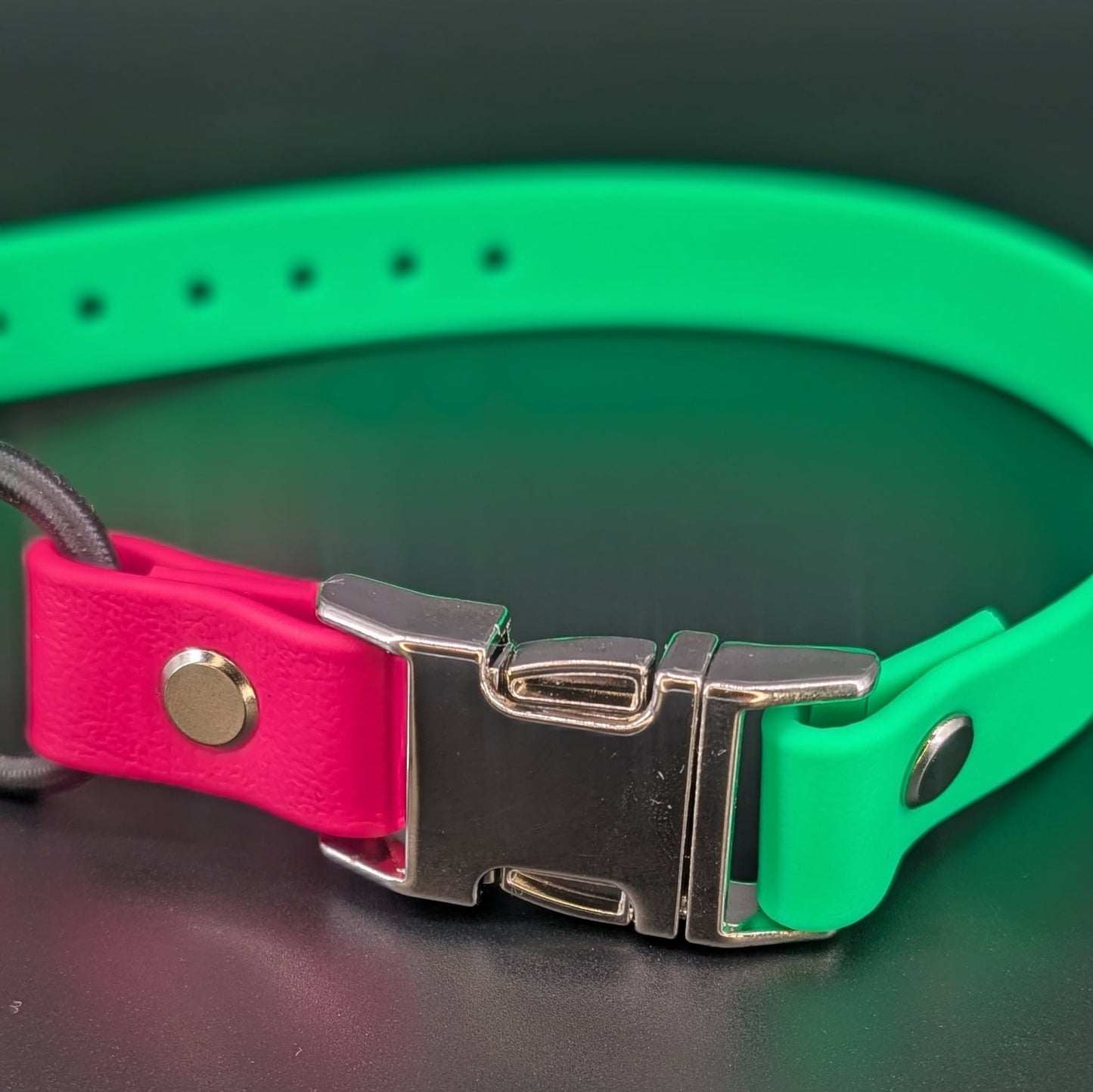 light green and pink e-collar strap with quick release buckle