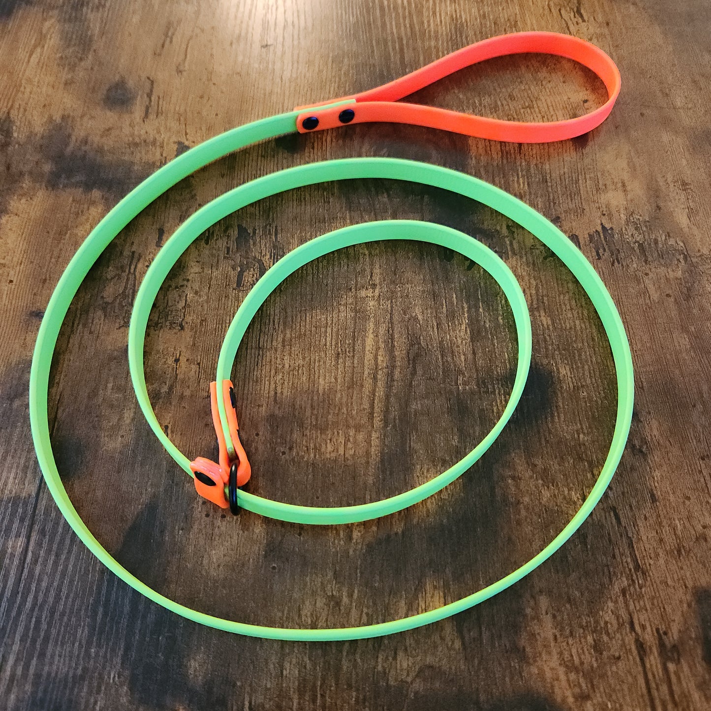 light green and orange biothane slip lead