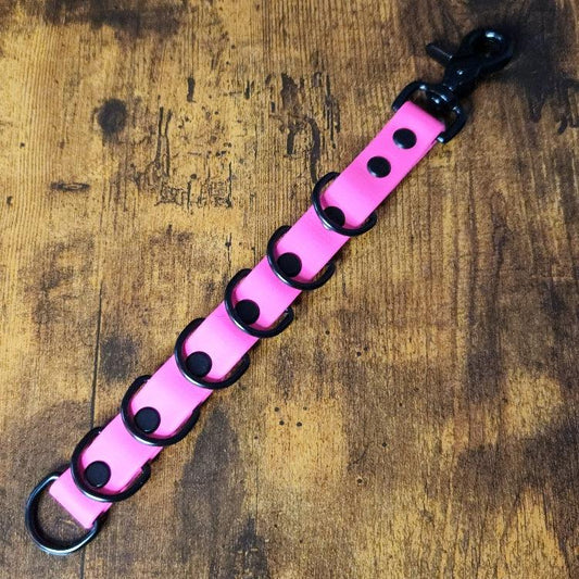 pink biothane with black hardware dog grooming loop extender