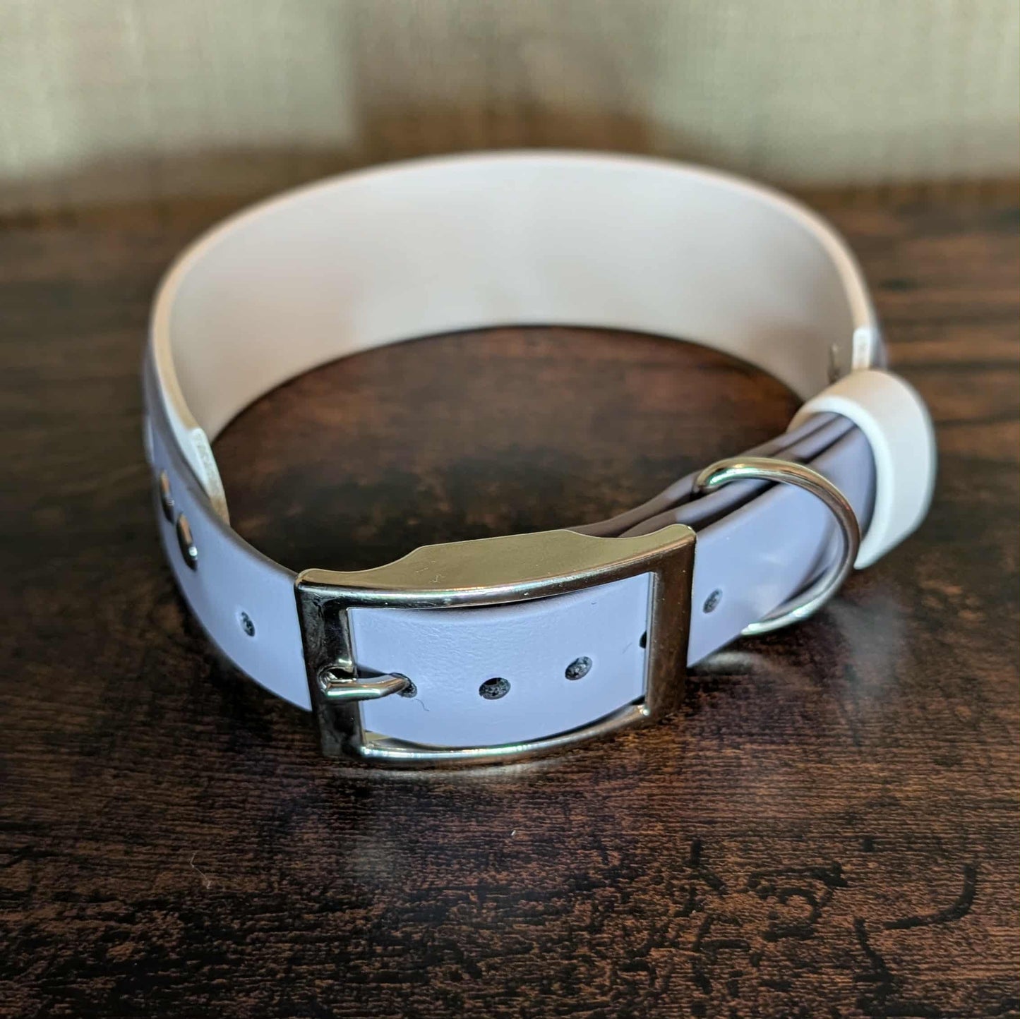white gray layered biothane halloween dog collar