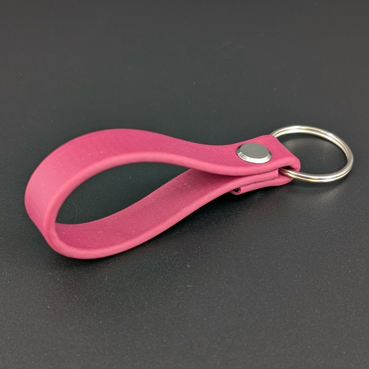 wine biothane key tab ring with silver hardware