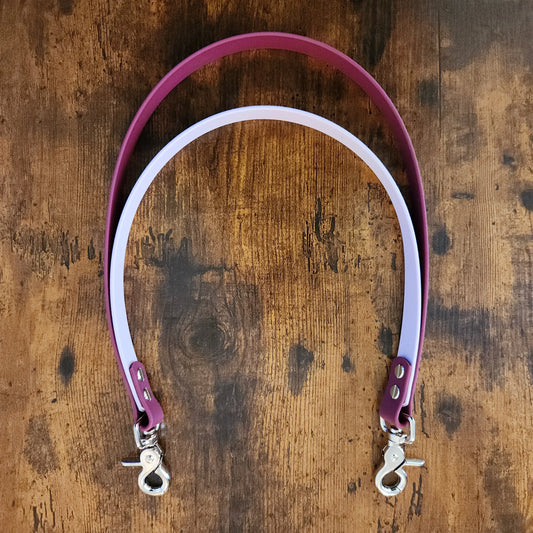 wine and light purple biothane double pull strap