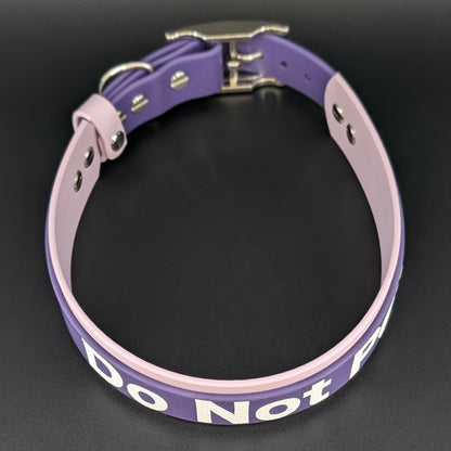1.5 inch wide lavender and dark purple layered biothane do not pet dog collar
