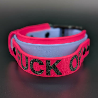 1.5 inch wide small dog tactical handle collar fuck off glitter text