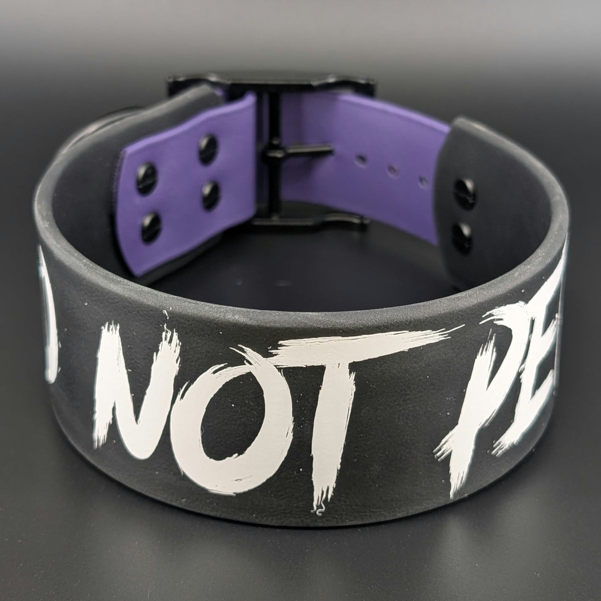 Ready to Ship - Black and Dark Purple Tapered Biothane DO NOT PET Collar, 2 inch wide 15 - 18 inch neck