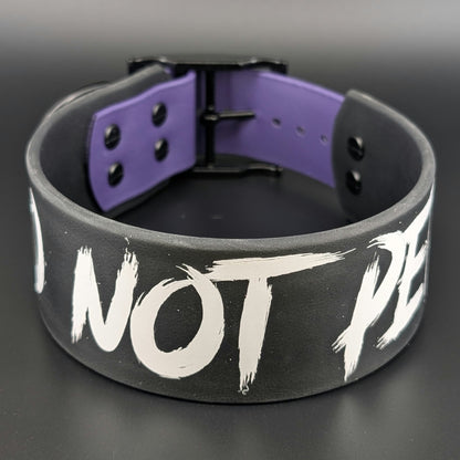 Ready to Ship - Black and Dark Purple Tapered Biothane DO NOT PET Collar, 2 inch wide 15 - 18 inch neck