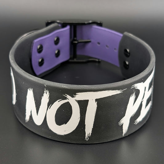 Ready to Ship - Black and Dark Purple Tapered Biothane DO NOT PET Collar, 2 inch wide 15 - 18 inch neck