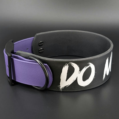 Ready to Ship - Black and Dark Purple Tapered Biothane DO NOT PET Collar, 2 inch wide 15 - 18 inch neck