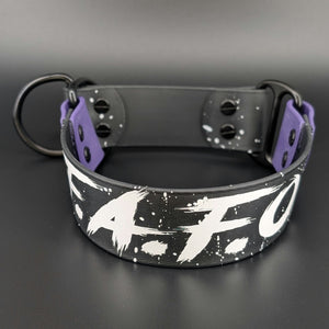 Ready to Ship - Black and Dark Purple Biothane F.A.FO. Limited Slip Collar, 1.5 inch wide 16 inch circumference