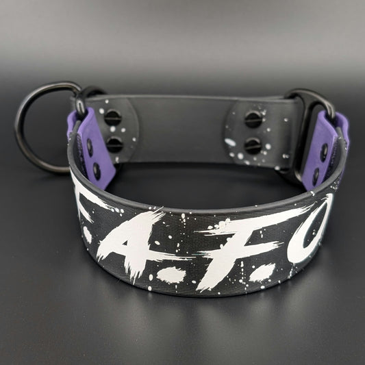 Ready to Ship - Black and Dark Purple Biothane F.A.FO. Limited Slip Collar, 1.5 inch wide 16 inch circumference