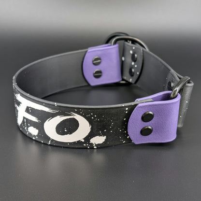 Ready to Ship - Black and Dark Purple Biothane F.A.FO. Limited Slip Collar, 1.5 inch wide 16 inch circumference