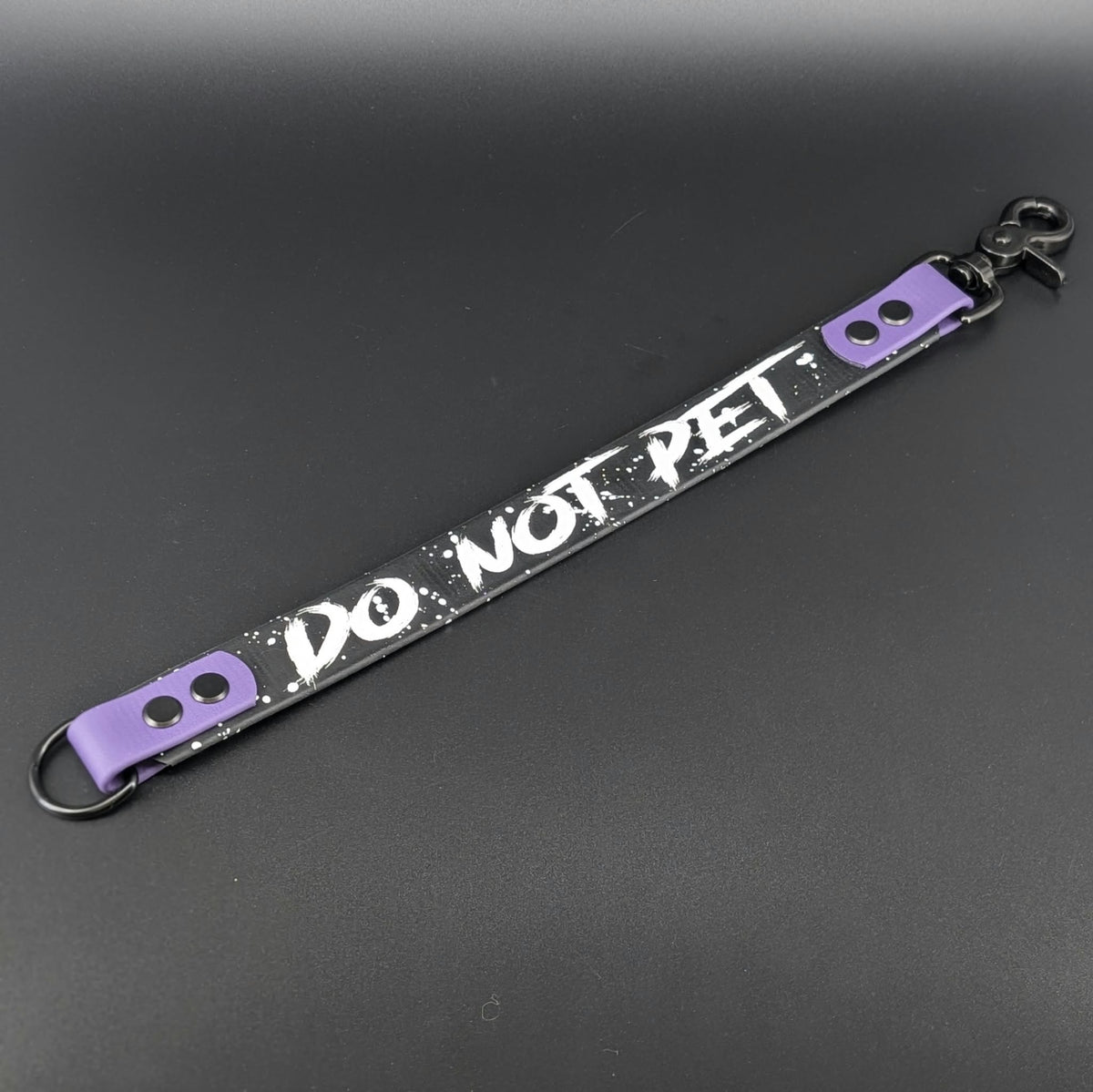 Ready to Ship - Black and Dark Purple Biothane DO NOT PET Leash Wrap Alternative