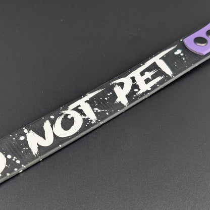 Ready to Ship - Black and Dark Purple Biothane DO NOT PET Leash Wrap Alternative