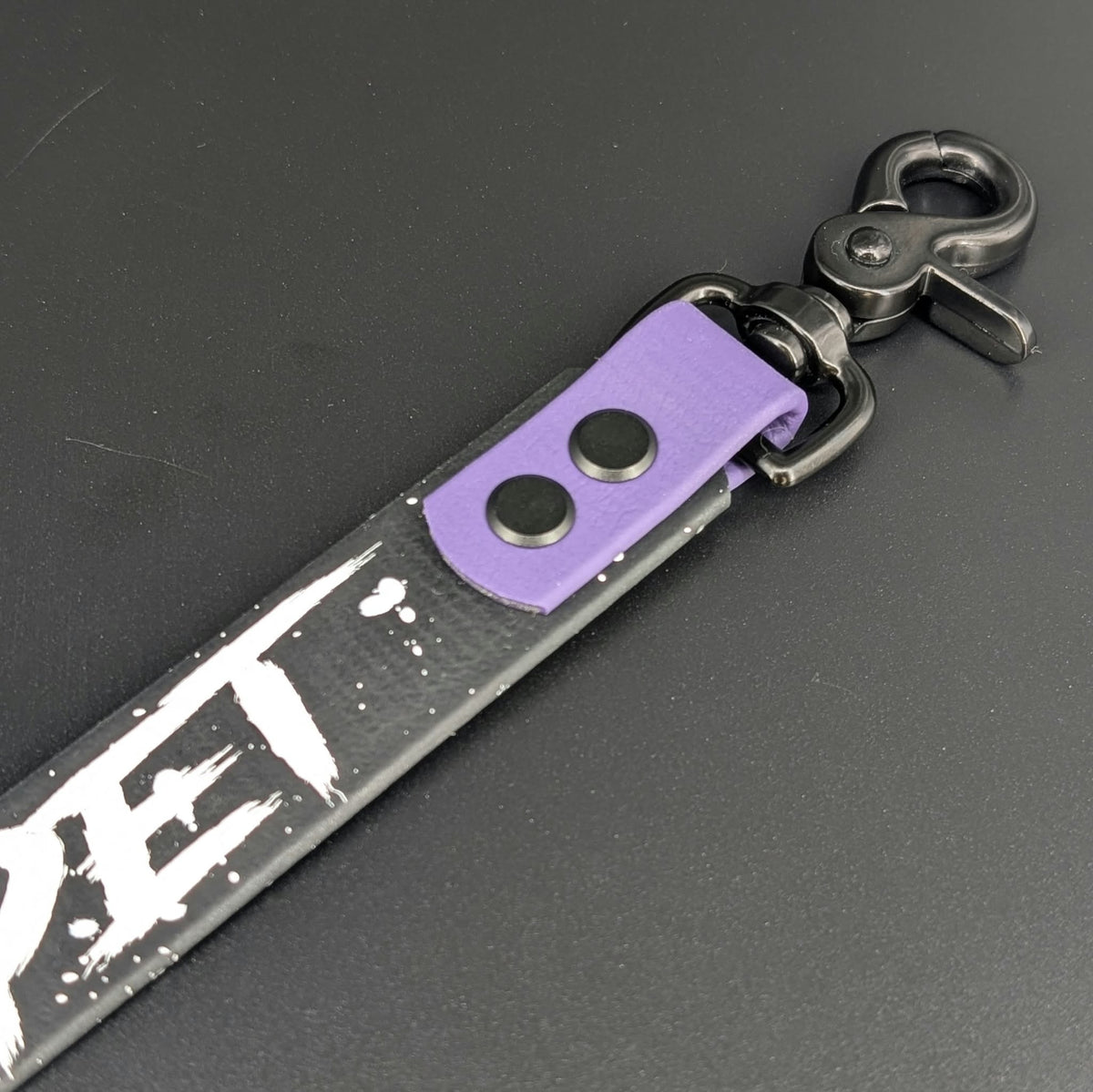 Ready to Ship - Black and Dark Purple Biothane DO NOT PET Leash Wrap Alternative