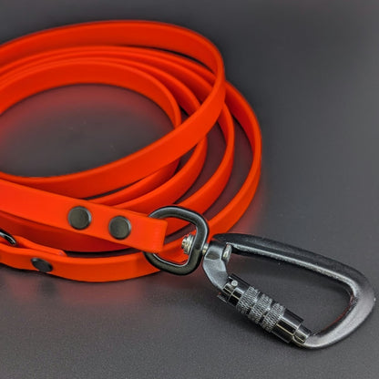 Ready to Ship - 8 Feet Long Orange Biothane Leash with Carabiner Clip