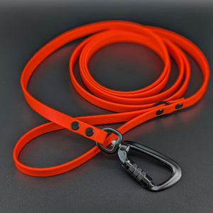 Ready to Ship - 8 Feet Long Orange Biothane Leash with Carabiner Clip