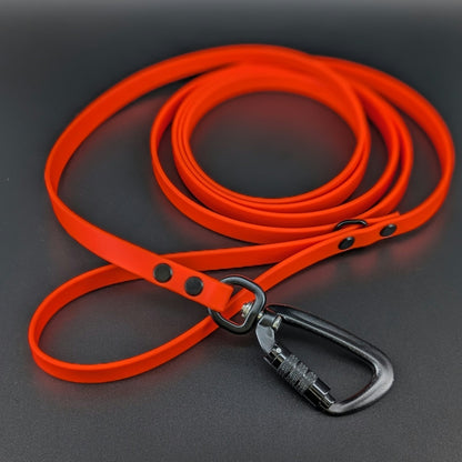 Ready to Ship - 8 Feet Long Orange Biothane Leash with Carabiner Clip