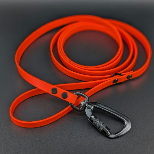 Ready to Ship - 8 Feet Long Orange Biothane Leash with Carabiner Clip