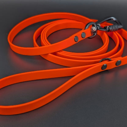 Ready to Ship - 8 Feet Long Orange Biothane Leash with Carabiner Clip