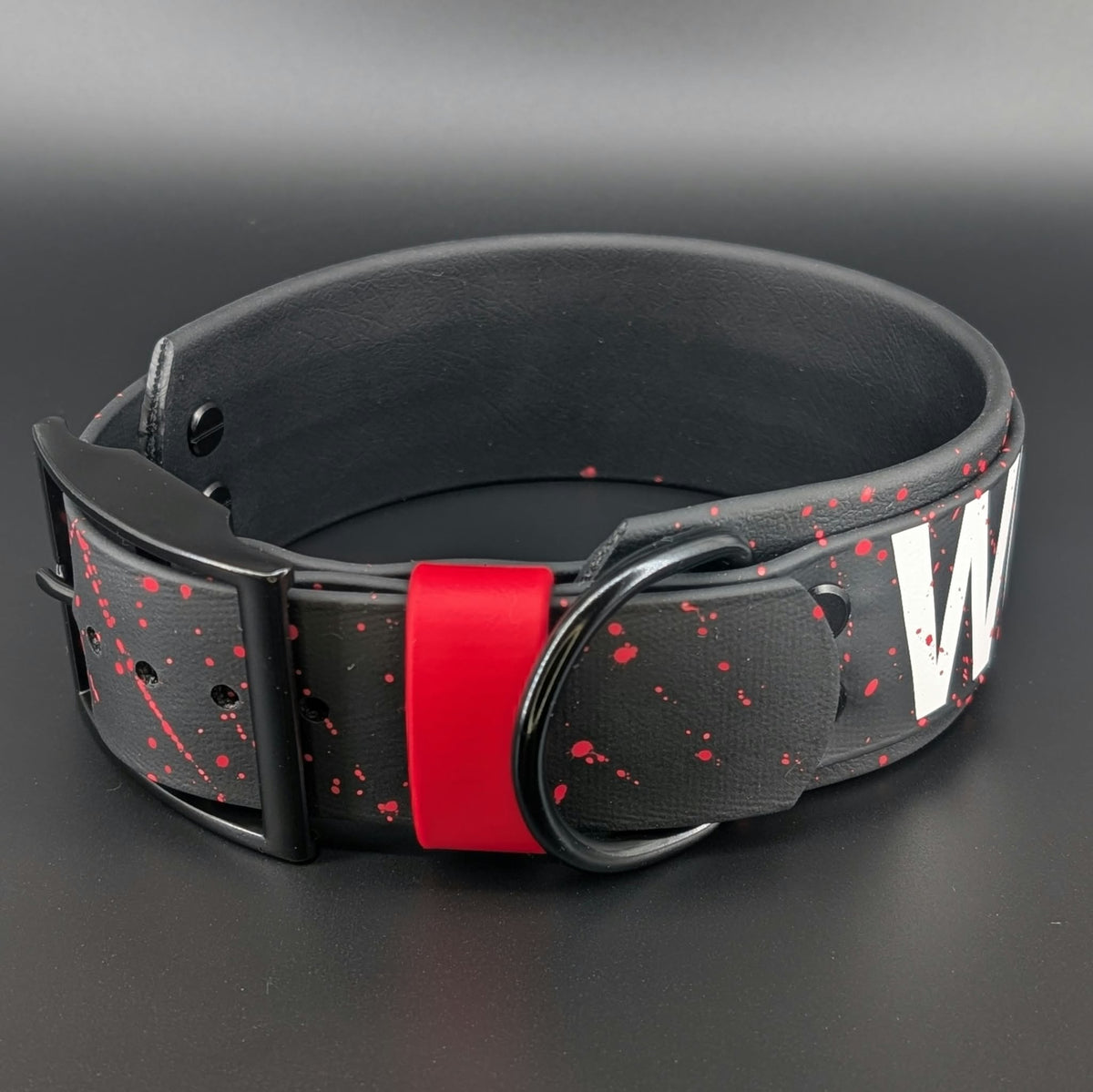 Ready to Ship - Black Layered Biothane WORKING K9 Collar, 2 inch wide 15 - 18 inch neck