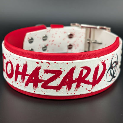 2 inch wide biohazard dog collar layered biothane