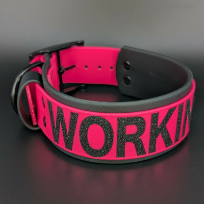 2 inch wide black and pink biothane working k9 collar