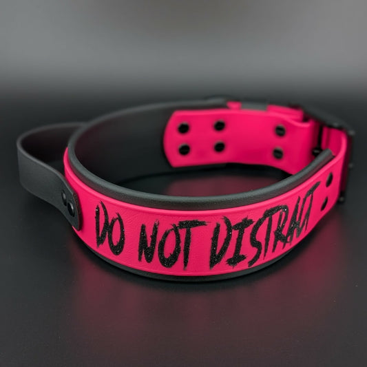 2 inch wide black and pink do not distract handle collar