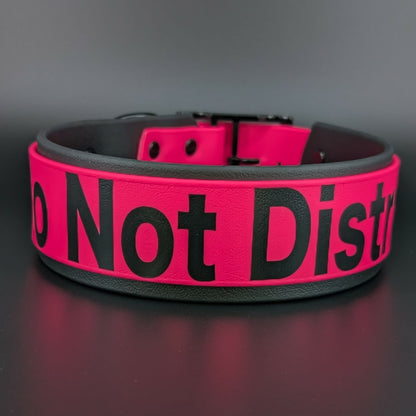 2 inch wide black and pink layered biothane do not distract dog collar