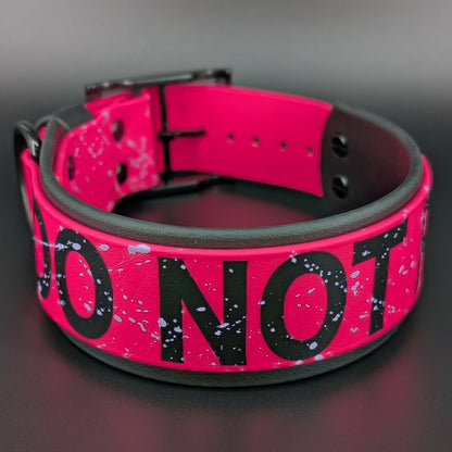 2 inch wide black and pink layered biothane do not pet collar with splatter paint