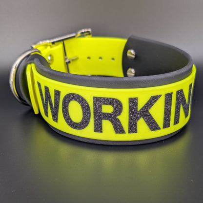 2 inch wide black and yellow working k9 collar