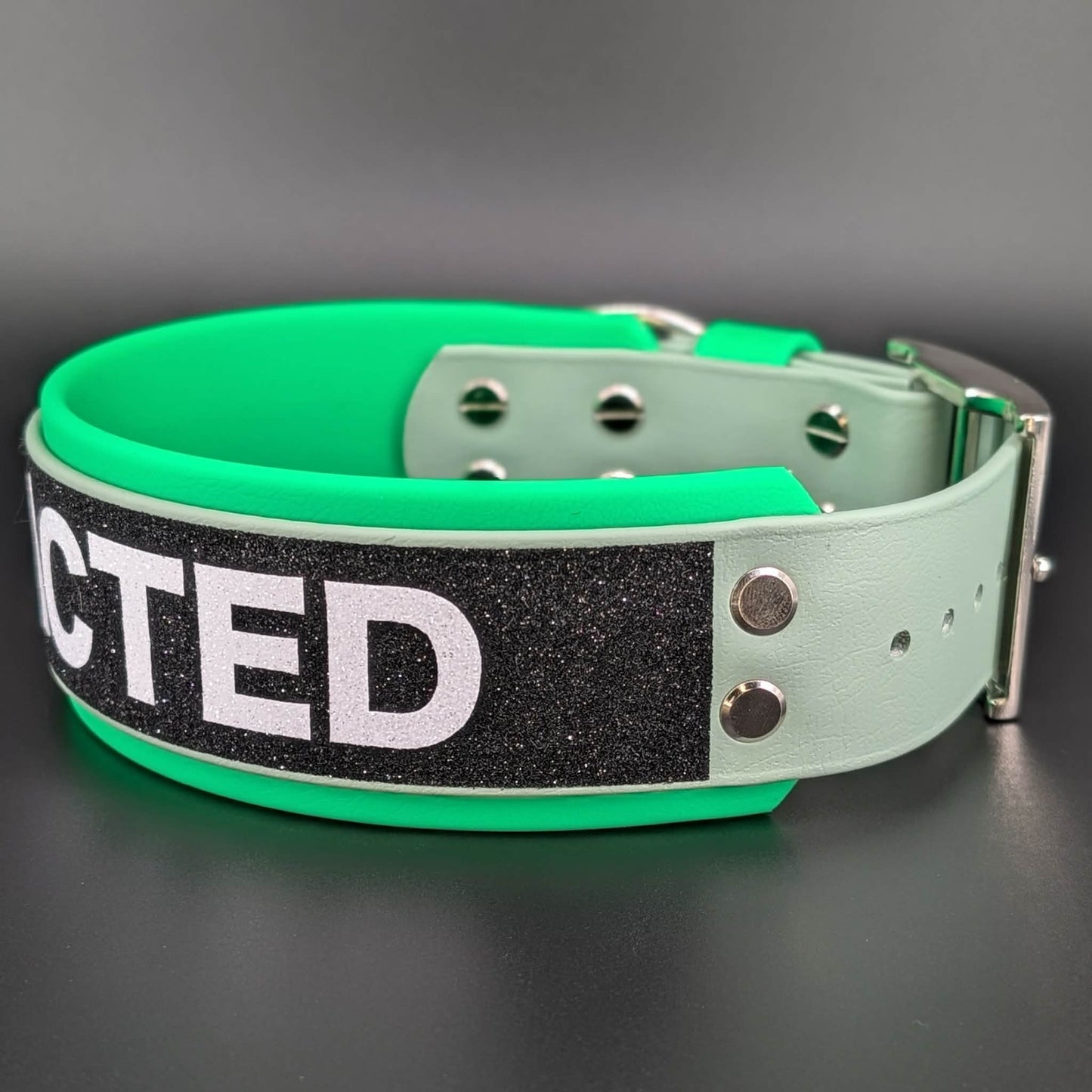 2 inch wide green redacted collar