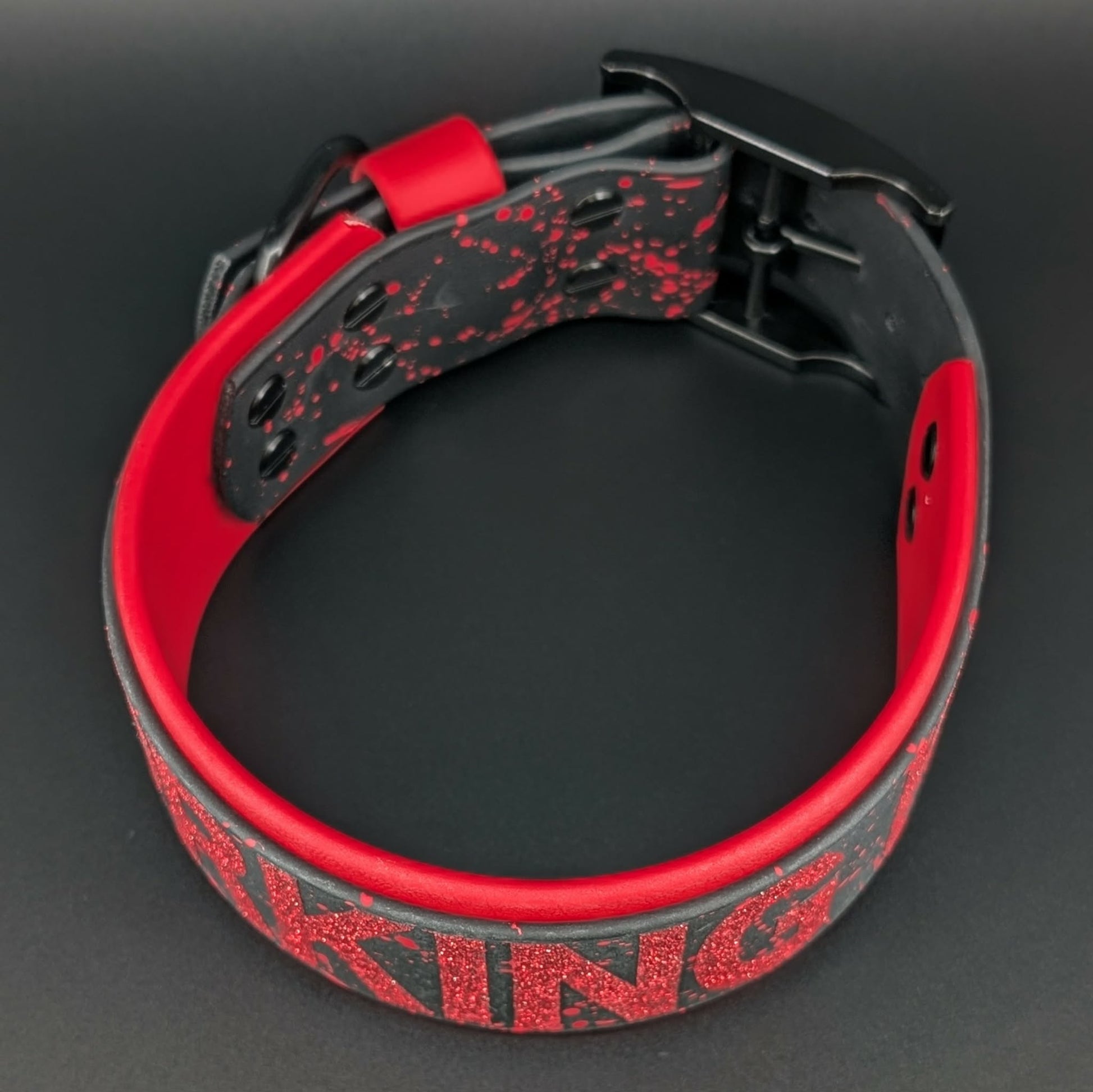 2 inch wide layered biothane dog collar with splatter paint