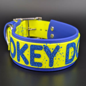 2 inch wide royal blue and yellow okey dokey collar