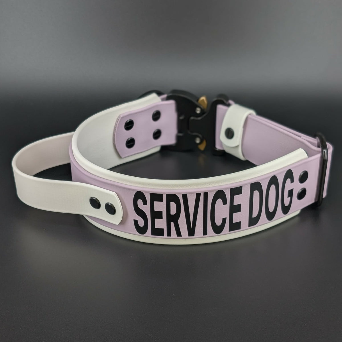 2 inch wide tactical handle biothane service dog collar with quick release cobra buckle