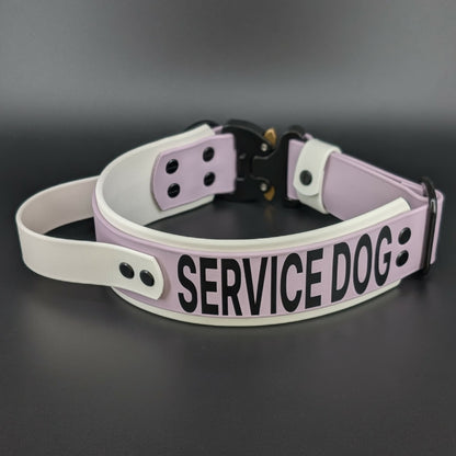 2 inch wide tactical handle biothane service dog collar with quick release cobra buckle