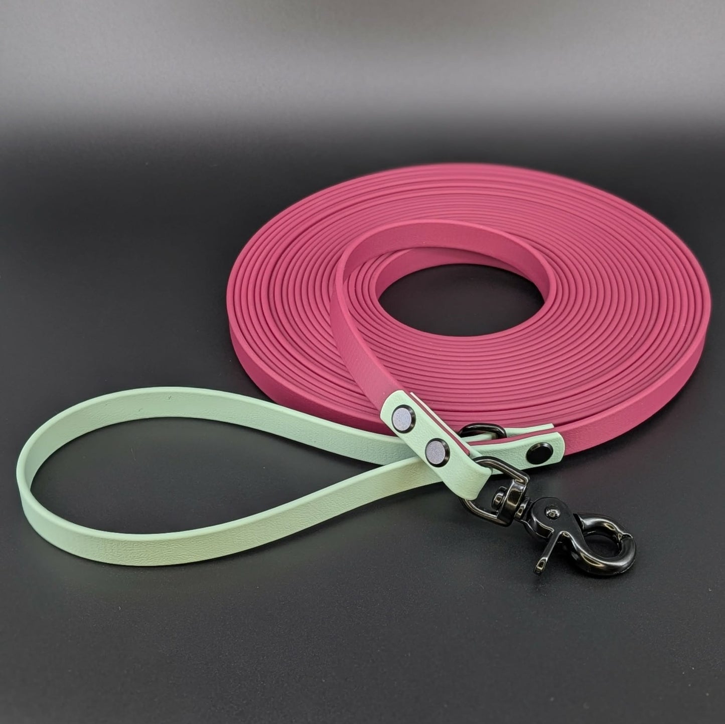 30 feet long wine and sage green biothane long line