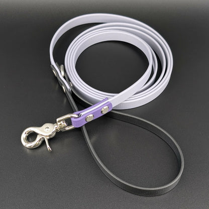 6 feet long gray black and dark purple biothane dog leash