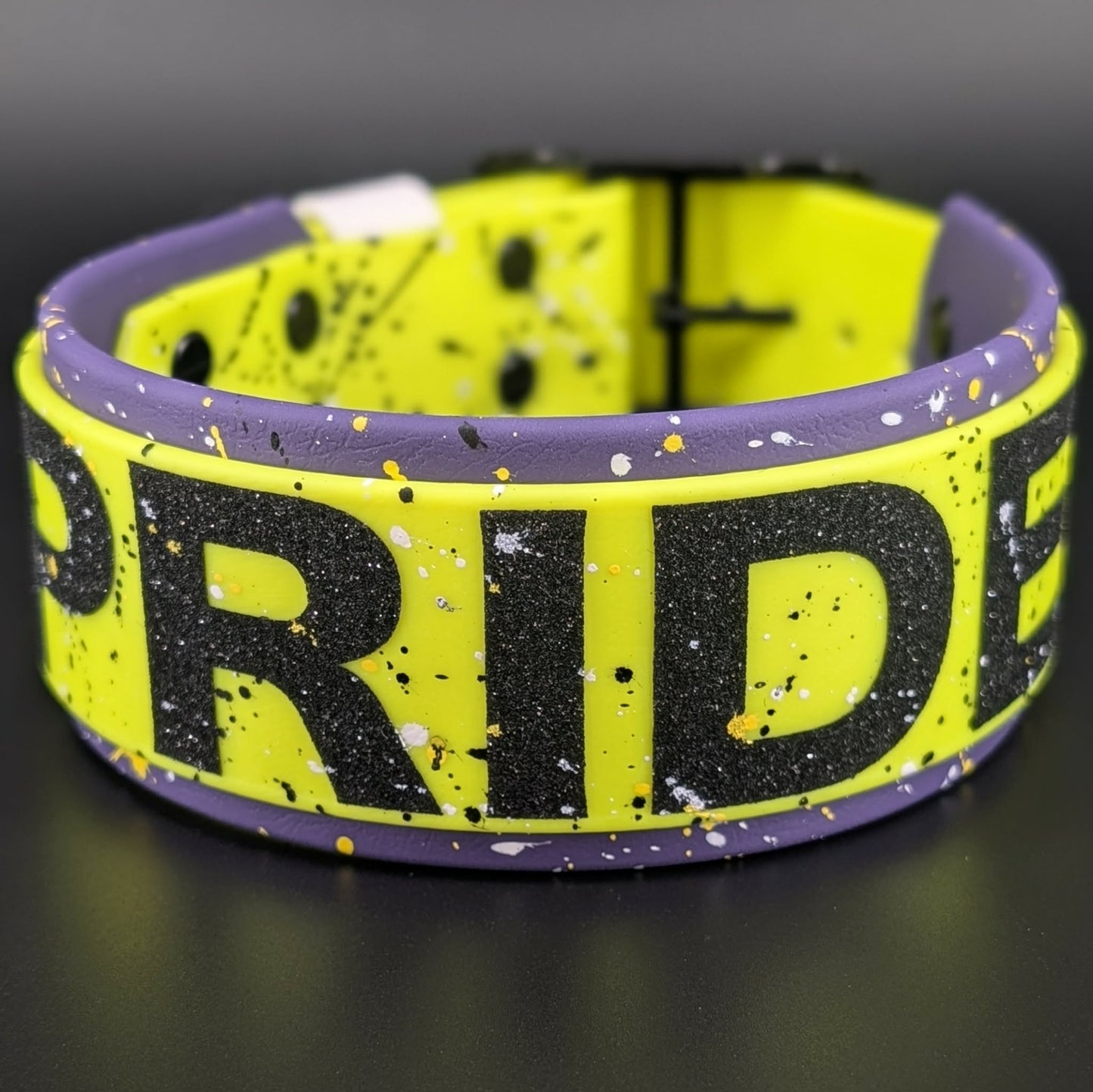 Dark Purple and Yellow Layered Biothane Nonbinary Pride Dog Collar, 2 inch wide 15 - 18 inch neck