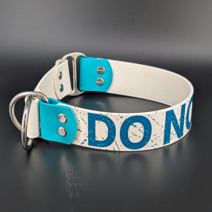 biothane limited slip dog collar with do not pet text and splatter paint