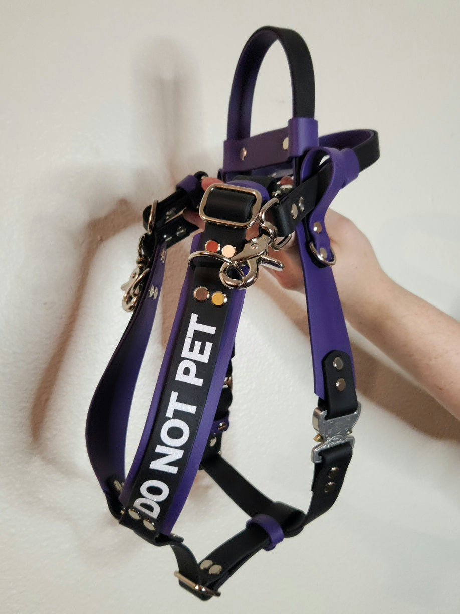 biothane y front service dog harness with custom text