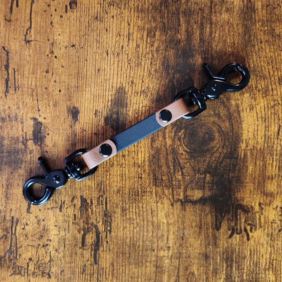 black and brown biothane prong collar backup safety strap