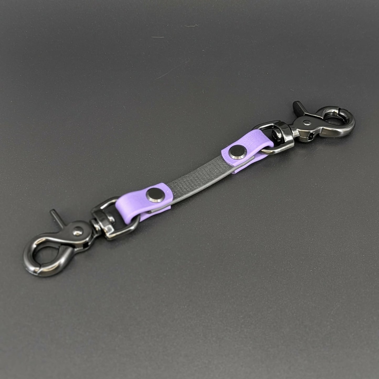 black and dark purple biothane prong collar backup safety strap