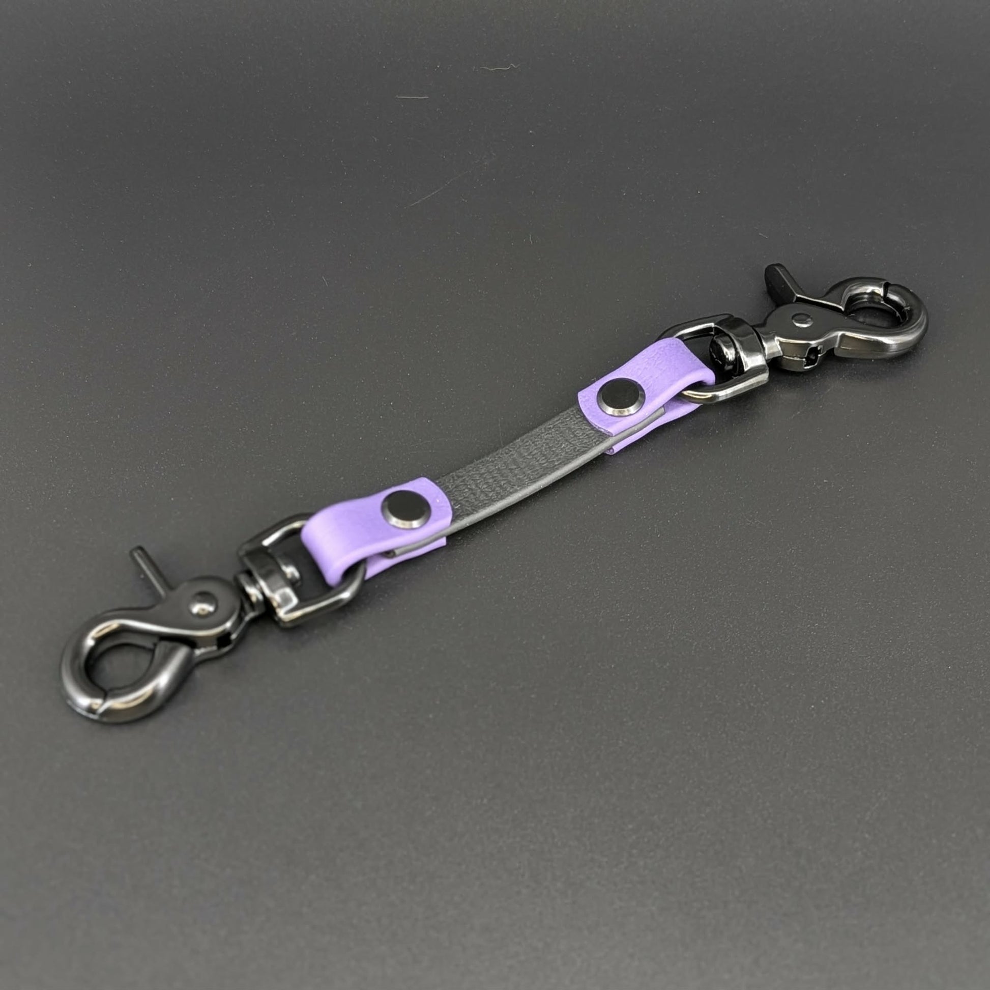 black and dark purple biothane prong collar backup safety strap